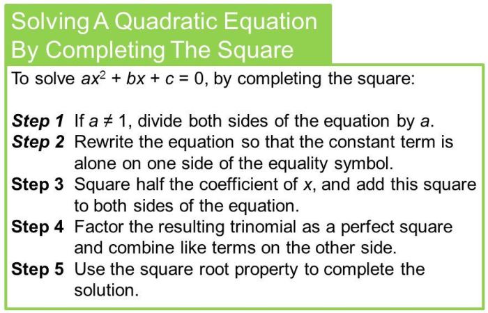 Quadratic completing square solving equations